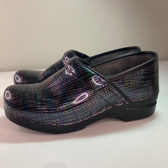Dansko Multicolor Metallic Stripes Patent Professional Clogs - Picture 4 of 10